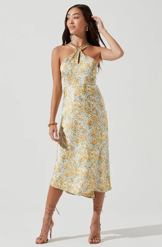 Sandrine Floral Halter Midi Dress Zara midi dresses