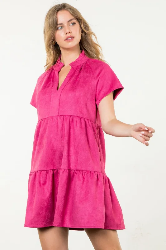 Short Sleeve MIdi Dress Pink Budget-friendly midi dresses