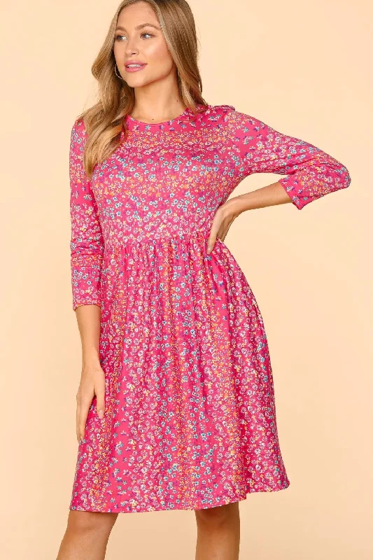 Blue Zone Planet |  Haptics Round Neck Floral Dress with Pockets Hot new arrivals in floral dresses