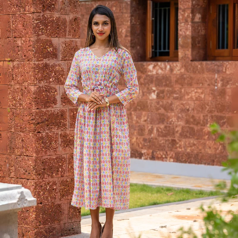 Pink Block Printed Cotton Dress ASOS floral dresses