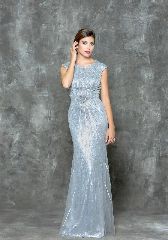 Colors Dress G699 Bedazzled Jewel Fitted Sheath Gown - 1 pc Gray in size 10 Available Breathable unclassified dresses