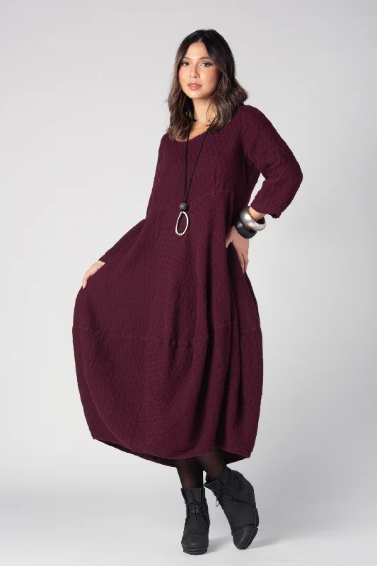 GRIZAS L/S Palloncino Dress in Mulberry Velvet unclassified dresses