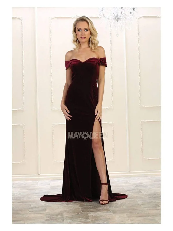 May Queen - Off Shoulder Sheath Evening Dress RQ7533 Dark color unclassified dresses