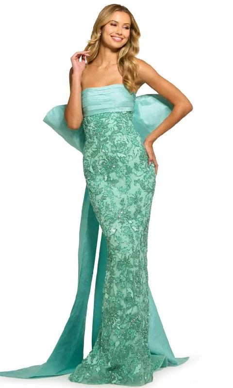 Sherri Hill 55481 - Detachable Bow Strapless Evening Gown Breathable unclassified dresses