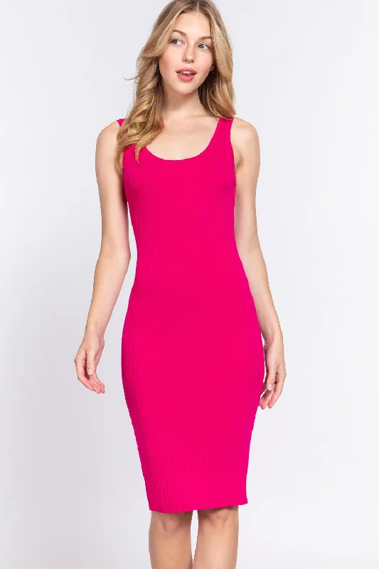 ACTIVE BASIC Ribbed Round Neck Tank Dress Tank Dress Glam