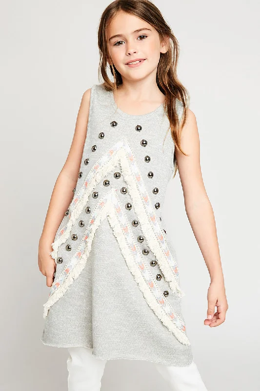 Embellished Knitted Tank High-Waisted Tank Dress