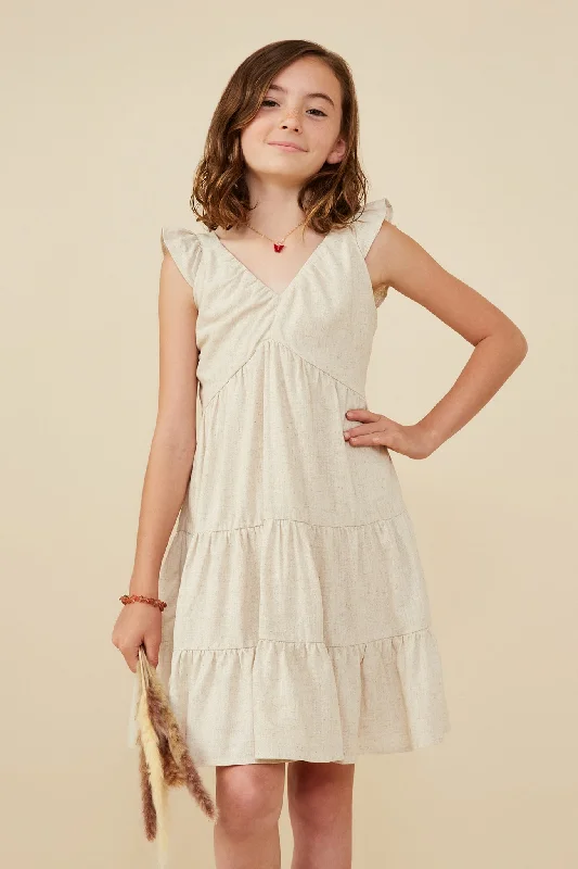 Heathered Linen Look Smocked Back Tank Dress Sexy Sleeveless Tank