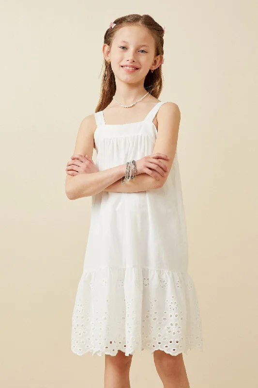 Scalloped Eyelet Hem Tank Dress Tank Dress Relaxed Fit