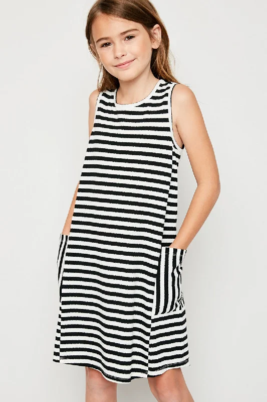 Stripe Key Hole Tank Dress Soft Tank Dress