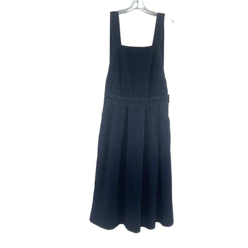 ASOS Dark Wash Denim Pinafore Midi Fit & Flare Dress Cotton NWT Women’s Size 12 Casual Midi Skirt