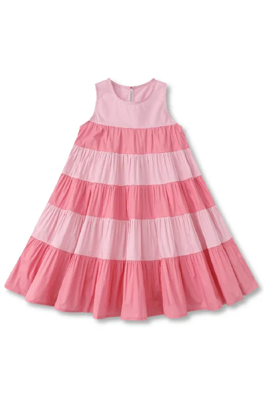 Girls and Toddler Sleeveless Dress Patchwork Striped Elegant Cotton Midi Dresses Midi Skirt Party