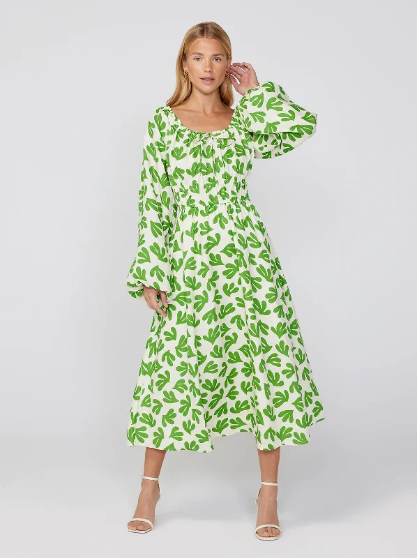 Luella Leaf Print Midi Dress Wrap Midi Skirt