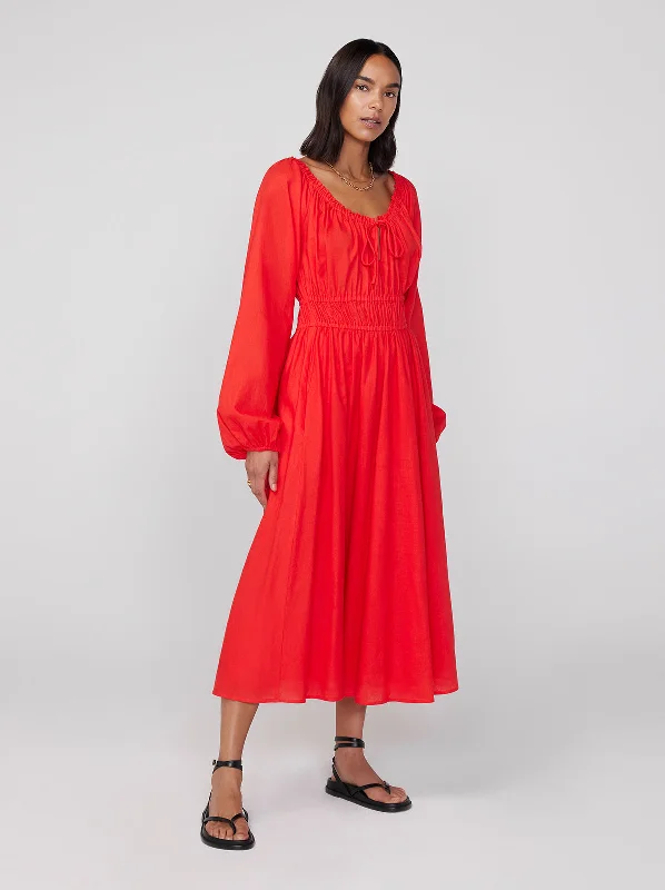 Luella Red Midi Dress Front Button Midi