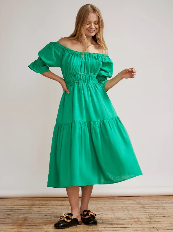 Margot Green Midi Dress Midi Skirt Casual