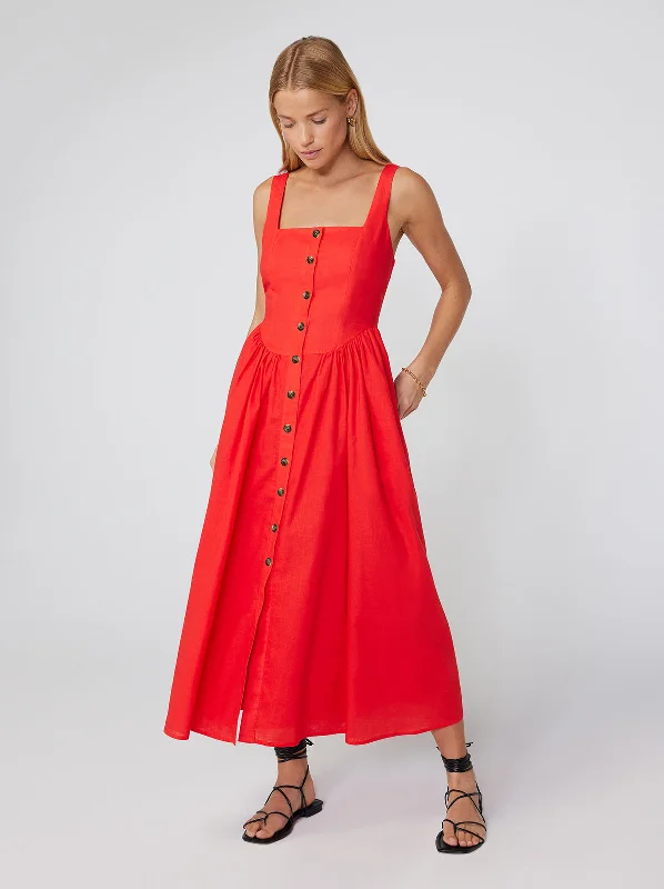 Olympia Red Midi Dress Formal Midi Skirt