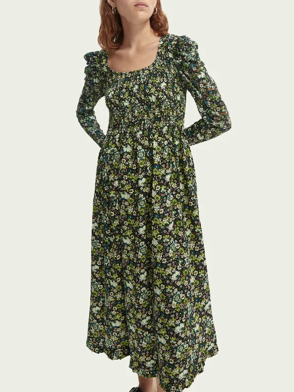 Scotch & Soda Printed Lace Sleeved Midi Dress Midi Skirt Set