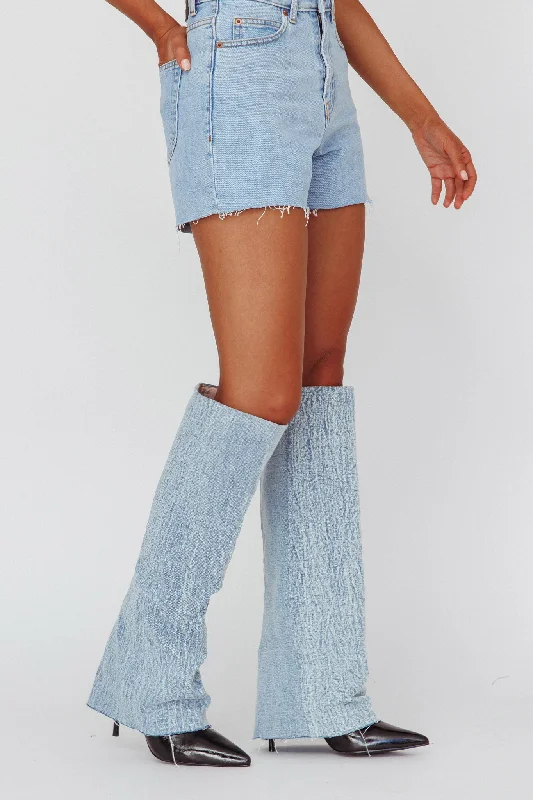 AZALEA WANG Appealing-Denim Stiletto Boot High-Waist Denim Skirt