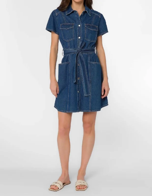 Fonda Denim Dress In Vint Short Denim Skirt