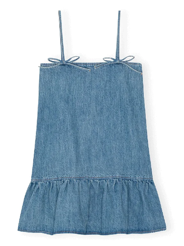 Tint Denim Strap Dress Classic Denim Skirt