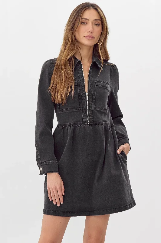 Lia Zip Denim Dress Stylish Denim Skirt