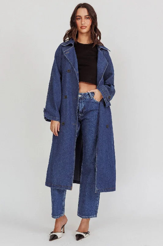 Nightshade Double Breasted Coat Denim Casual Button Denim