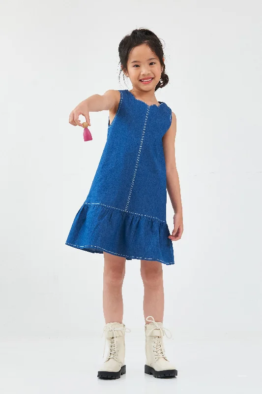 Moana Girl's Denim Dress Buttoned-up Denim Skirt