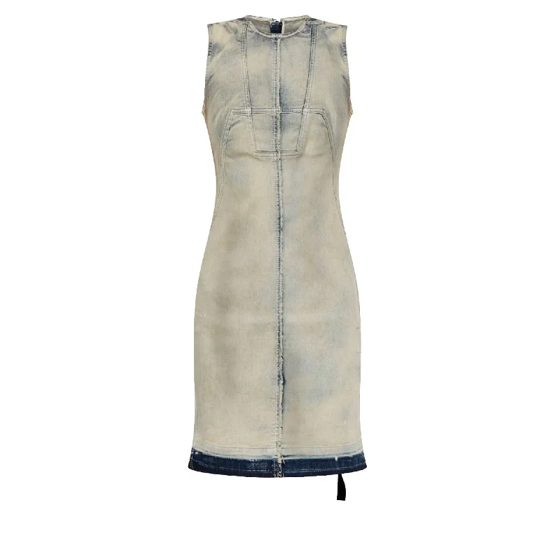 Splintered Denim Dress In Sky Long Denim Skirt