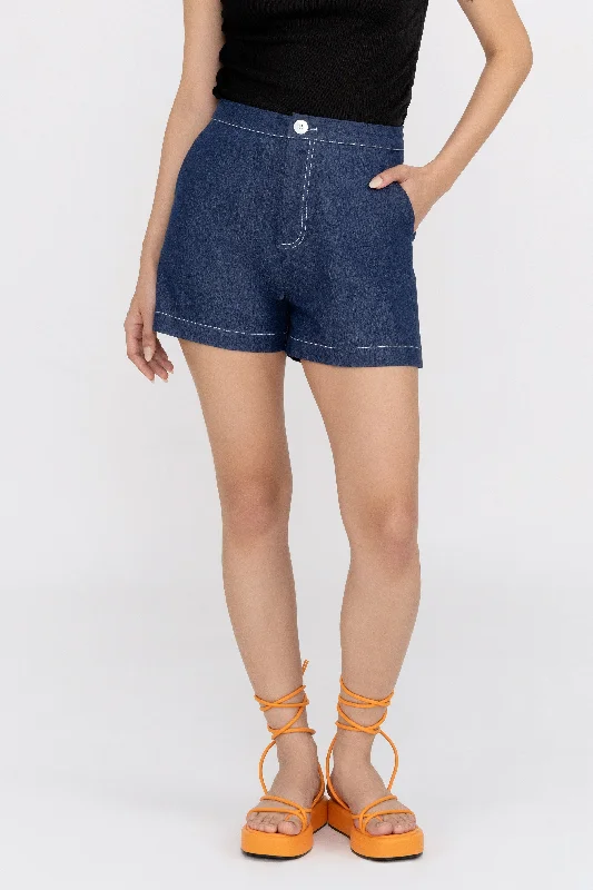 Sloane Denim Shorts Skirt with Pockets