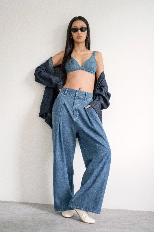 Trixie Denim Bralette Top Classic Blue Denim