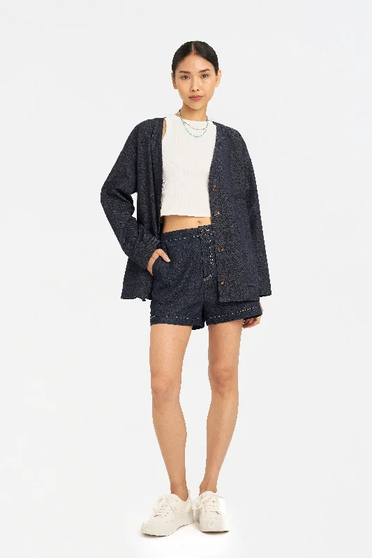 Yuna Denim Kimono Top Button-down Denim Skirt